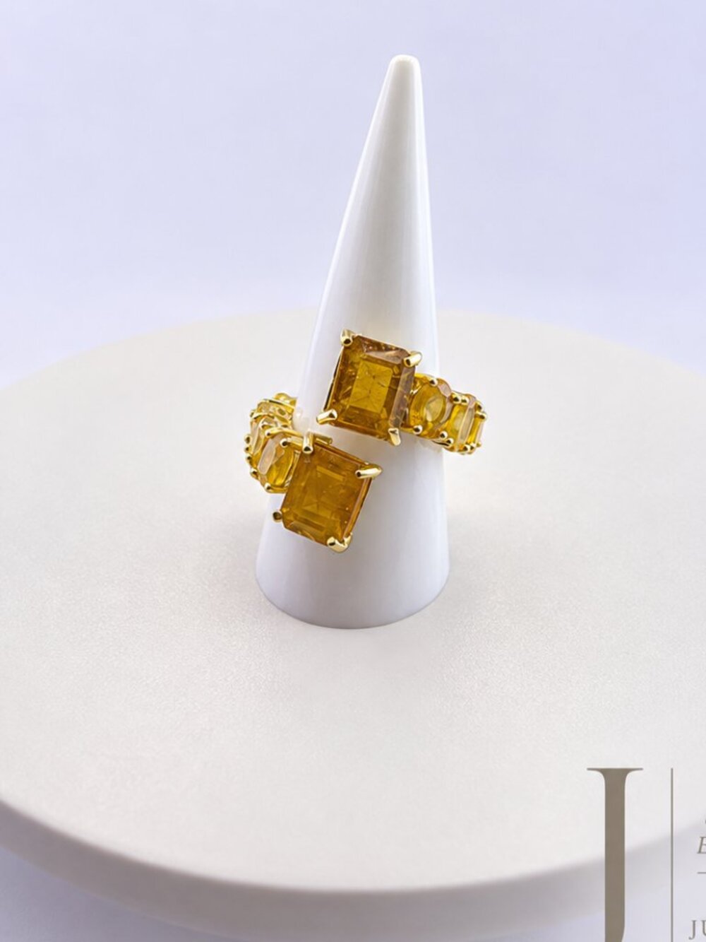 Yellow Sapphire 14K Gold Plated 925 Sterling Silver Statement Ring Size 11